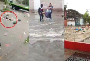 [VIDEO] Mujer es arrastrada por la corriente de lluvia en el Estado de México