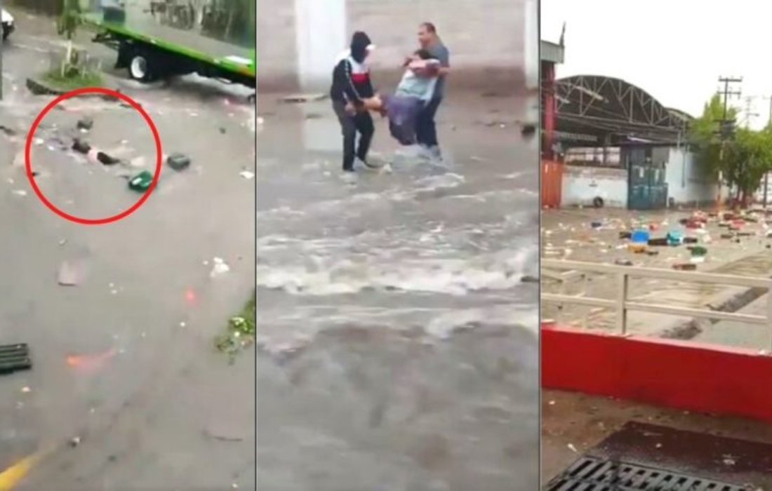 [VIDEO] Mujer es arrastrada por la corriente de lluvia en el Estado de México