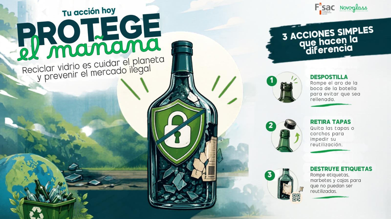 La Fundación de Investigaciones Sociales A.C. urge a fortalecer la recuperación de envases de vidrio para cuidar el medio ambiente.