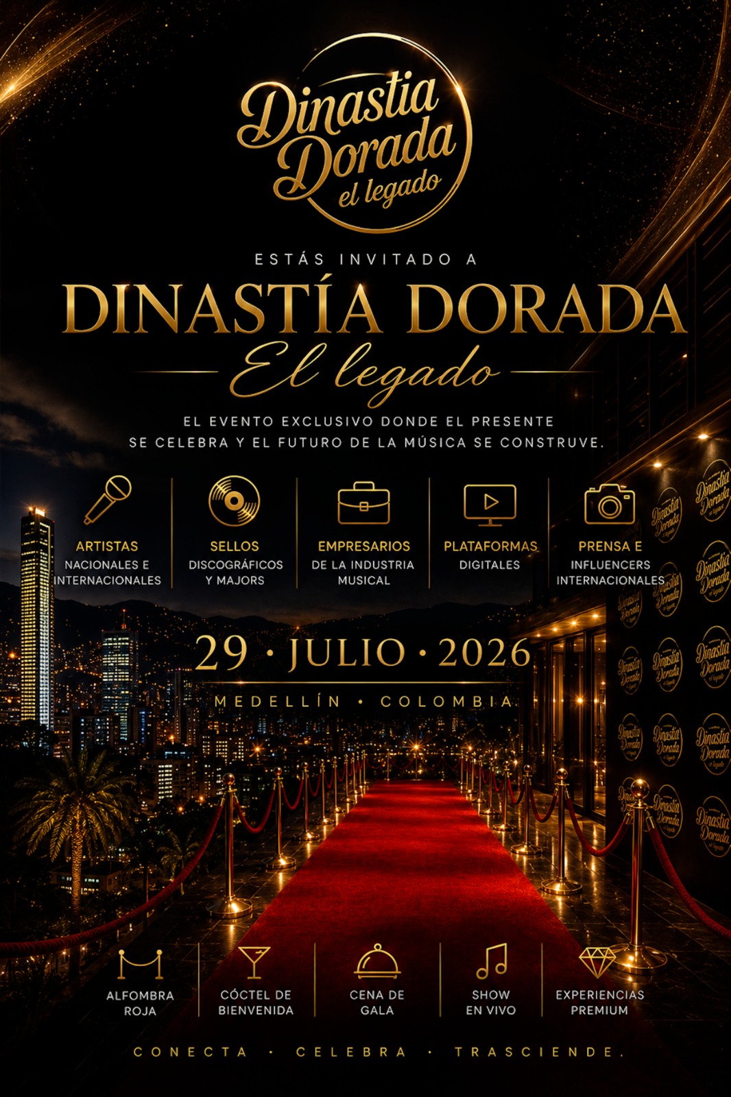 El evento Dinastía Dorada 2026 reunirá a figuras clave de la música en Medellín en una gala única.